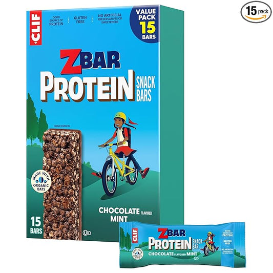 Zbar Protein - Chocolate Flavored Mint - Crispy Snack Bars - Made with Organic Oats - Non-GMO - 5g Protein - Gluten Free Protein Bars (15 Pack)