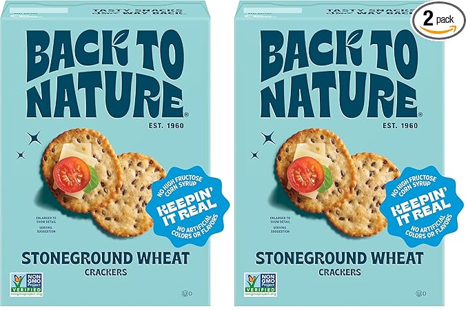 Back to Nature - Stoneground Wheat Crackers - Made with Wholesome Ingredients like Whole Grains and Flax Seed - Non-GMO - 5 Ounce (Pack of 2)