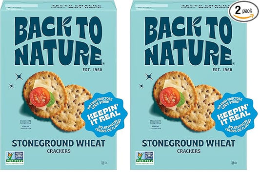 Back to Nature - Stoneground Wheat Crackers - Made with Wholesome Ingredients like Whole Grains and Flax Seed - Non-GMO - 5 Ounce (Pack of 2)
