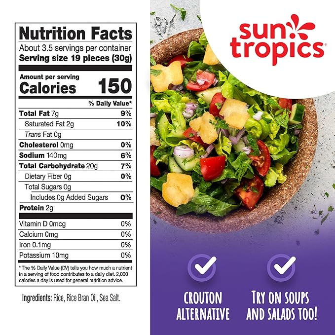 Sun Tropics Mochi Crunch, Sea Salt Flavor- 3.5 oz (6 Pack) | Crispy Crunchy Mochi Bites, Rice Nuggets | Mochi Puff Rice Crackers- Gluten Free & Dairy Free- No MSG Added | Asian Rice Snacks