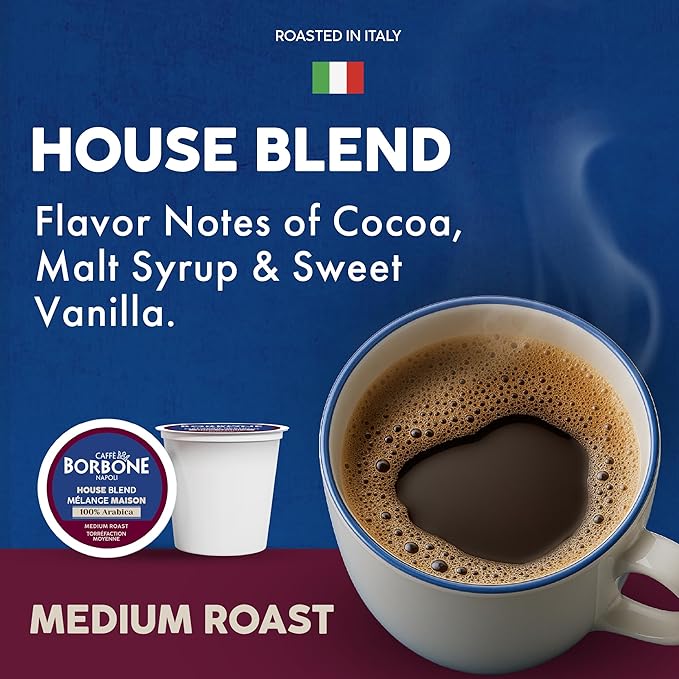Caffè Borbone House Blend Coffee (72 Count) – Medium Roast, 100% Arabica, Roasted in Italy with Rich and Smooth Taste – Single Serve Coffee Pods Compatible with K-Cup Brewers