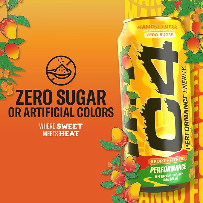 Cellucor C4 Performance Energy Drink - Mango Fuego, 16 Fl Oz Can