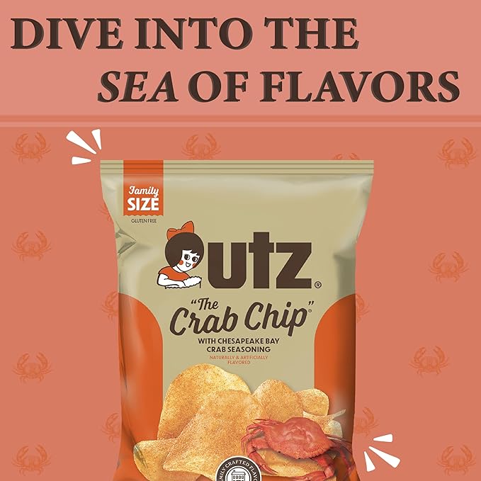 Utz Crab Chips 1 oz. Bags, 42 Count, Crispy Fresh Potato Chips, Perfect for Vending Machines, Individual Snacks to Go, Trans-Fat Free