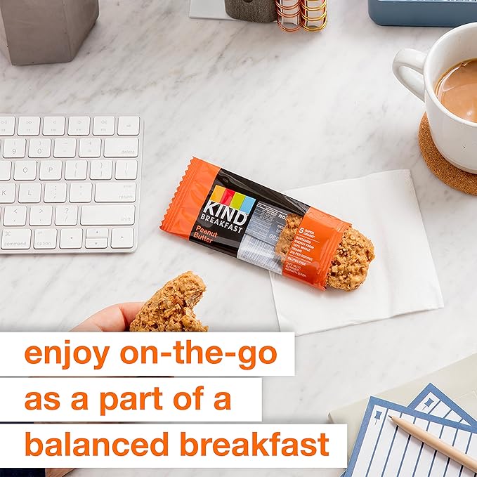 KIND Breakfast Bars, Peanut Butter, Healthy Snacks, Gluten Free, 100% Whole Grains, 5g Protein, 30 Count
