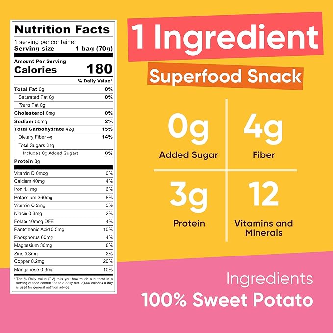 Yammy Dried Sweet Potato Sticks (5-Pack) - 1 Ingredient Superfood - Healthy Asian Snack for Adults & Kids (Japanese, Korean, Chinese Food) - Vegan, Gluten-Free, 3g Protein, 4g Fiber, 2.5oz