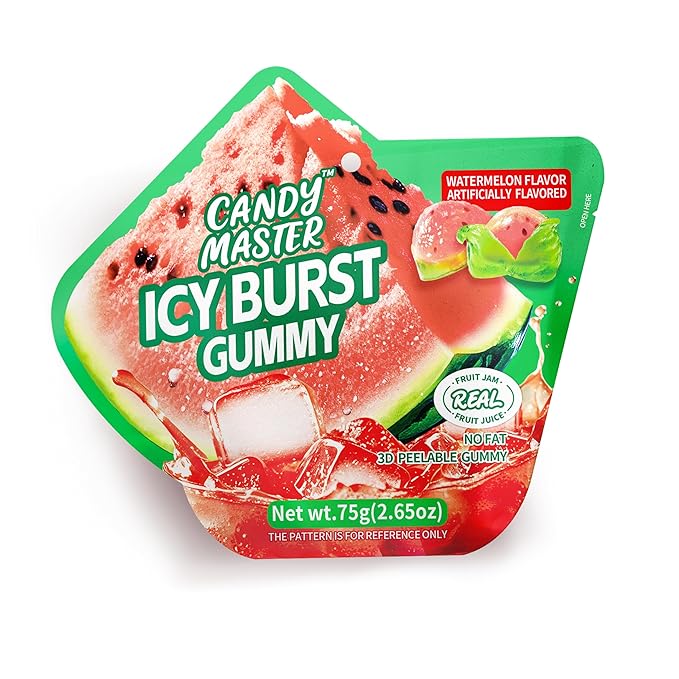 Candy Master Peelable Fruit Gummies Watermelon Flavors 3Pack, 6 Flavors Fun to Peel, Chewy Texture, Halal-Certified Holiday Gifts