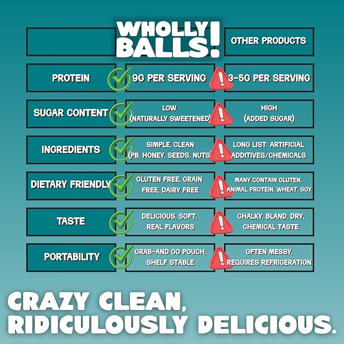 Wholly Balls Protein Bites – Healthy Plant-Based Snack | High Protein, Low Sugar, Gluten-Free Energy Balls (Pack of 3, O.G)