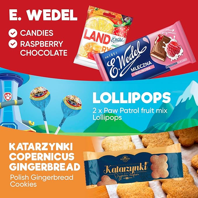 Authentic Polish Candy Snack Box - 15 Traditional Treats from Poland - Indulge in the Flavors of Poland with Wafers, Sesame snacks, Cookies & More! Perfect Poland Gifts