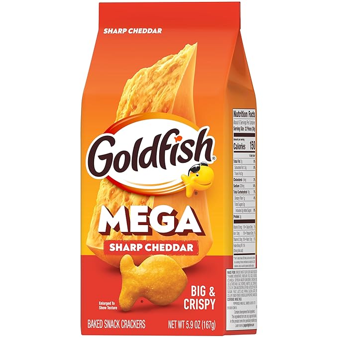 Goldfish Mega Bites Sharp Cheddar Cheese Crackers, 5.9 Oz Bag