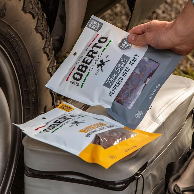 Oberto Classics Thin Style Beef Jerky, Original Flavor, No Artificial Ingredients, High Protein, Gluten Free, Wood Smoked, Premium Steak Beef Jerky High Protein Snacks, 2.2 Ounce (Pack of 8)