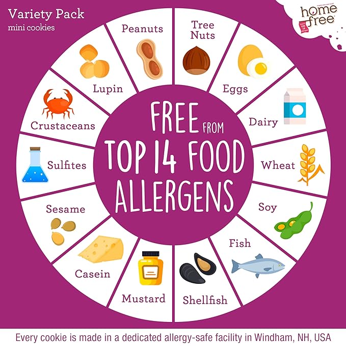 Homefree Treats — Vegan Cookies Variety Pack – Allergy Safe School Snacks – Peanut Free, Gluten Free, Egg Free, Dairy Free – Yummy Crunchy Cookie Assortment, Kosher Pareve (6 Count)