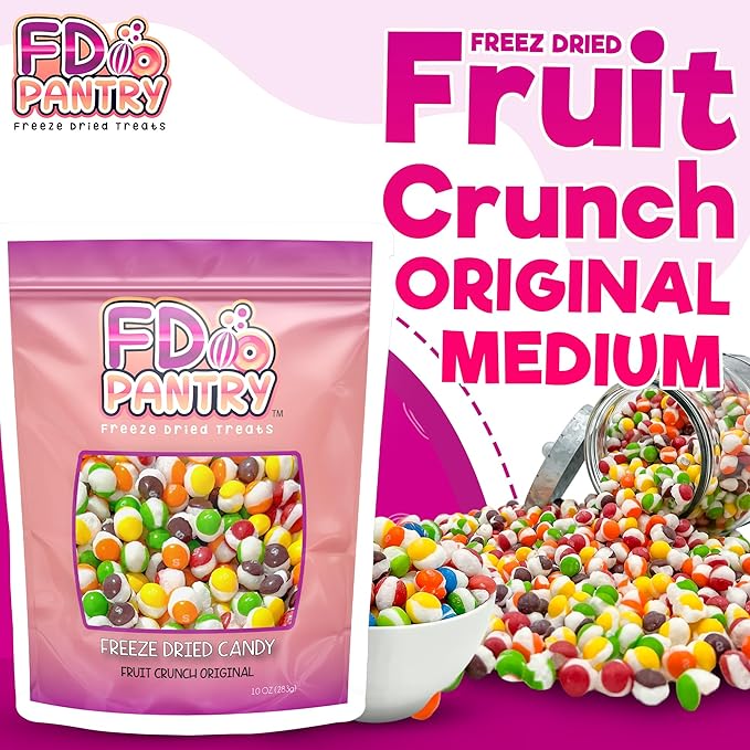 Fruit Crunch Original Rainbow Freeze-Dried Candy, 10 oz, Assorted Fruit Flavors, Large Pouch, Ideal Gift Snack Treat