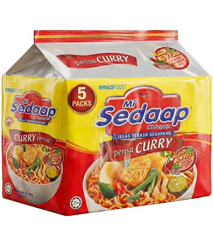 Curry Flavor Instant Noodles (Pack of 5) — Mi Sedaap Instant Ramen