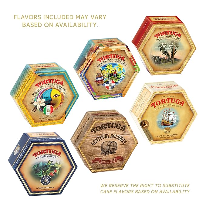 TORTUGA Provenance Rum Cake Variety Pack – 4 oz - 8 Provenance 6 packs (48 units) - Gourmet Gift for Food Gift Basket, Snack Gift Basket, Birthday Gifts, and Bakery Desserts - Great Mini Cakes for Delivery