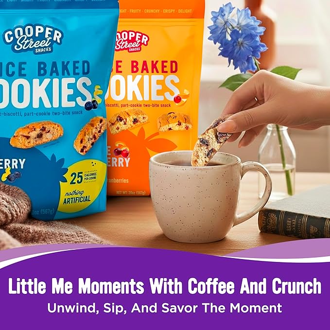 Cooper Street Cookies Twice Baked Italian Biscotti Cookies - Lemon Blueberry, Orange Cranberry and Cherry White Chunk | Crispy, Light and Healthy Cookies | Peanut & Dairy Free | 20oz | 3 Pack