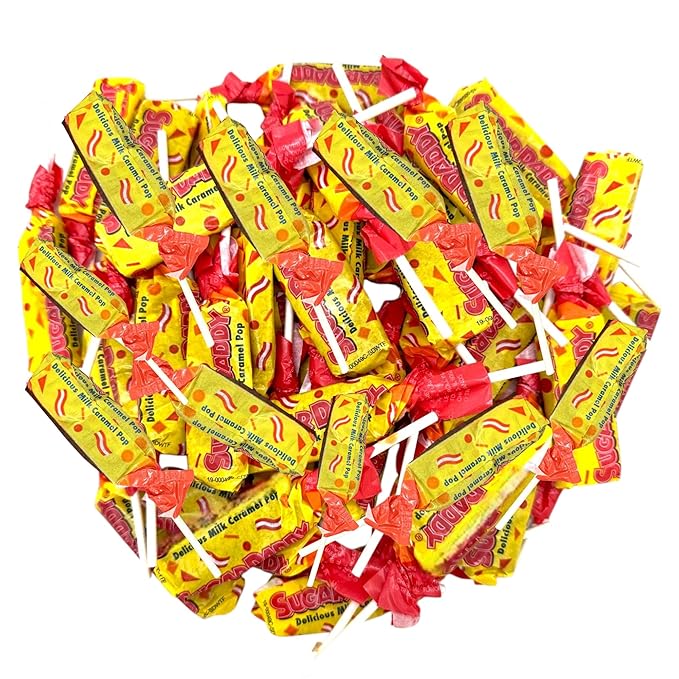 Sugar Dady Milk Caramel Pops Classic Suckers -1.5 lbs Delicious Rich Milk Caramel Flavor - Individually Wrapped Candy Treats - Perfect for Parties, Holidays, and Sweet Cravings(24 oz)