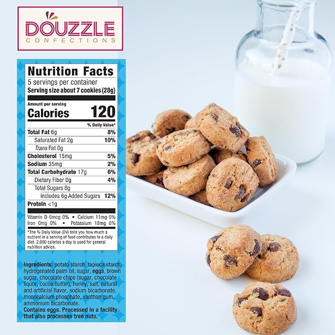 DOUzzle Gluten Free Cookies, Bite Size Chocolate Chip (5 OZ - Pack of 1) Non Gebrokts Kosher for Passover Food Snacks - No Artificial Colors or Preservatives