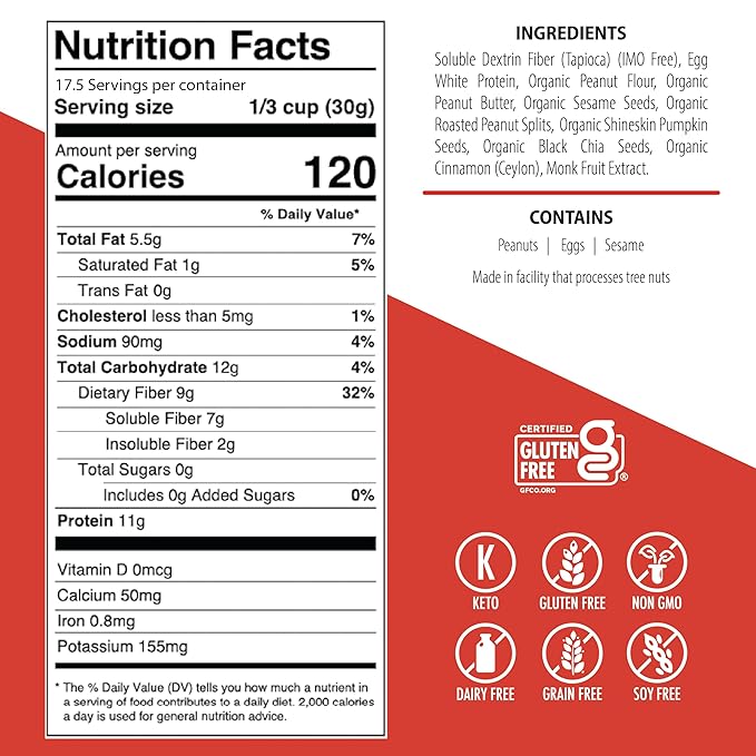 Julian Bakery® ProGranola® Cereal | Peanut Butter Cluster | 12g Protein | 2 Net Carbs | Gluten-Free | Grain-Free | 14 Servings