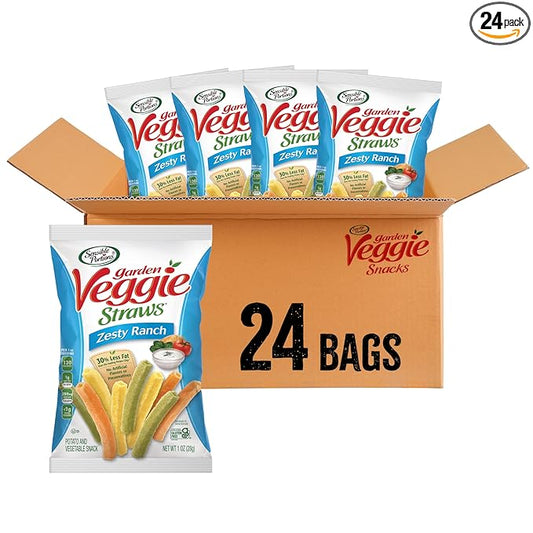 Sensible Portions Garden Veggie Snacks - Ranch Veggie Straws, Snack Size, 1 Oz (Pack of 24)