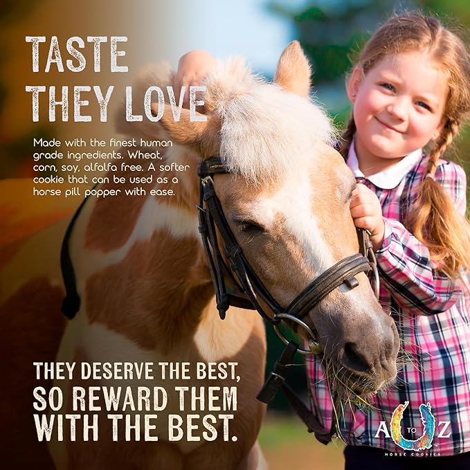 A TO Z HORSE COOKIES Horse Treats, Original Flavor, A Softer Cookie/Pill Popper Made w/Lite Molasses, Low Carb/Sugar, Wheat, Corn, Soy & Alfalfa Free. All Natural Ingredients, 4.5 lb