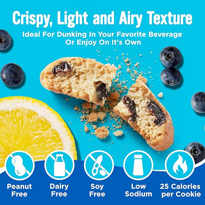 Cooper Street Twice-Baked Blueberry Lemon Biscotti Cookies (16 oz) – Over 50 Biscotti per Bag Loaded with Real Fruit, Italian Style Snacks Ideal with Coffee or Tea - Dairy, Peanut & Soy Free, Kosher