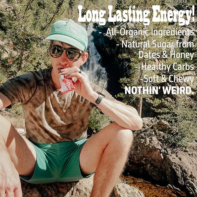 BAR-U-EAT Gluten-Free, Organic, Soft & Chewy Energy Bar. Real Food | Seed Oil Free | No Artificial Sugar | Compostable Packaging | Healthy Snacks (Peanuts N' Cherries 12 Pack)