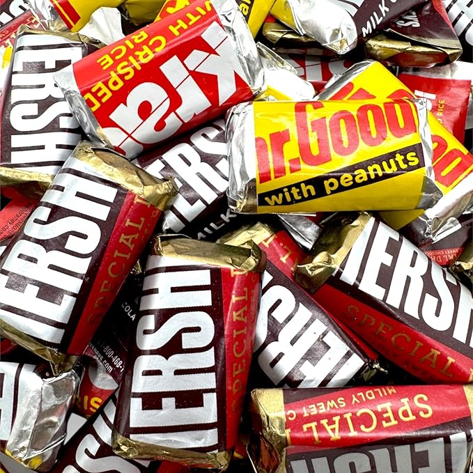 Assorted Mini Chocolate Bars – 2.24 LBS Bag, Individually Wrapped – Includes Dark, Milk, Krackel with Crisped Rice & Mr. Goodbar with Peanuts (24 oz) 10034000214911