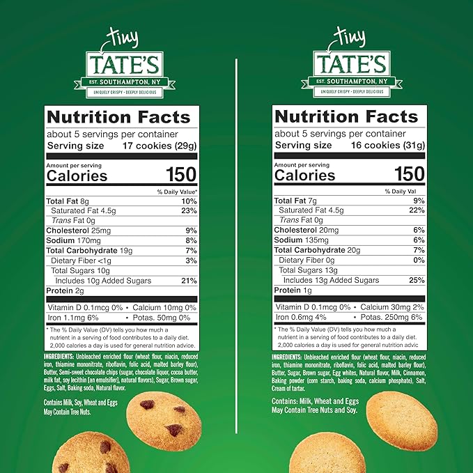 Tate's Bake Shop Tiny Tate's Variety Pack, Chocolate Chip & Snickerdoodle Cookies, 3-5.5 oz Bags