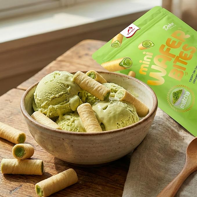 Deka Matcha Mini Wafer Bites Creme Filled Rolled Wafers, 7oz