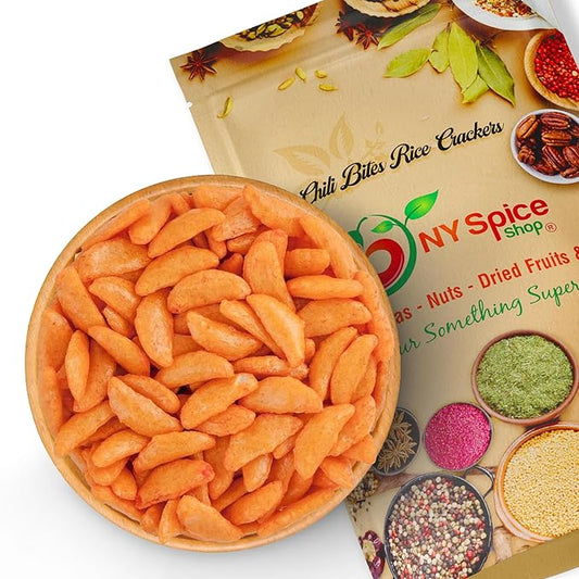 NY Spice Shop Chili Bits Rice Crackers - 1 Pound Spicy Crunchy & Mild Asian Crackers Healthy Snacks - Perfect for Salad Toppings and On The Go Snacking