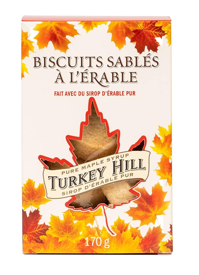 Turkey Hill Sugarbush 100% Pure Canadian Maple Syrup Shortbread Cookies, All-Natural Ingredients Delicious Butter Cookies for Kids and Adults, (Pack of 1 Box, 170 gr)