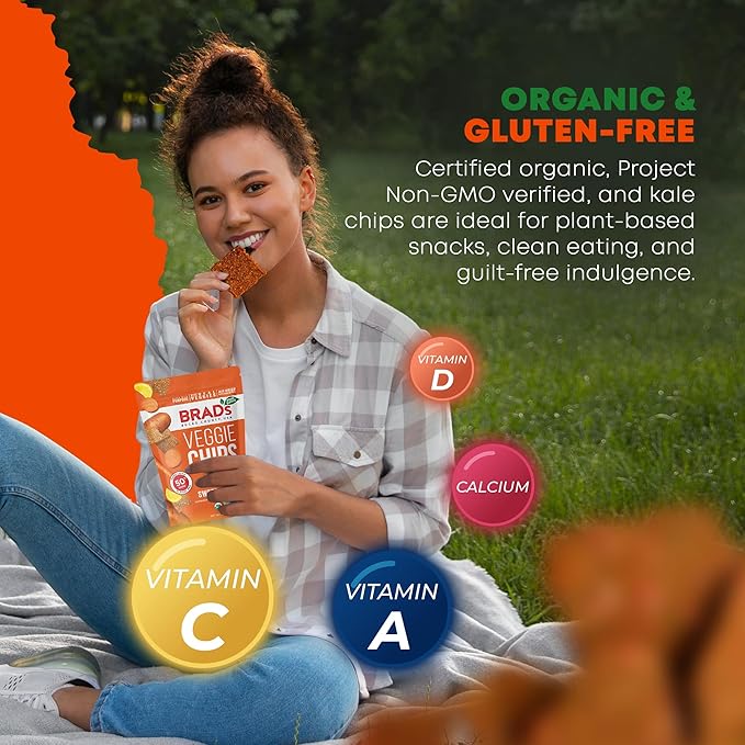 Brad’s Plant-Based - Organic Veggie Sweet Potato Chips - Delicious Healthy Snacks - High Protein & High Fiber Snacks - Low Carb - Organic Veggie On-the-Go Sweet Potato Chips - 3 Oz (Pack of 5)
