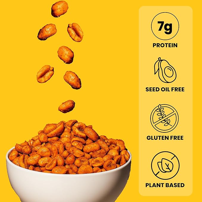 Confusion Snacks Chili Spiced Spicy Peanuts – Gluten Free, High Protein Snacking, Seed Oil Free Snacks, Dry Roasted Flavored Nuts, Hot Flavors, Vegan, 3-Pack