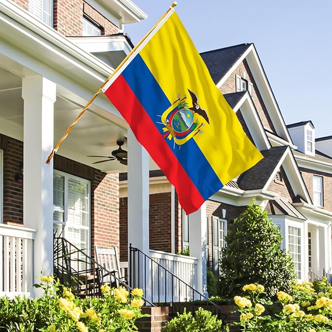 Ahfulife Ecuador Flag 3x5 Ft, 2 Pcs Large Ecuadorian National Flags for Outdoor Indoor, Double Sided with Brass Eyelets for World Cup, Party, Garden, Bar, Street Decor
