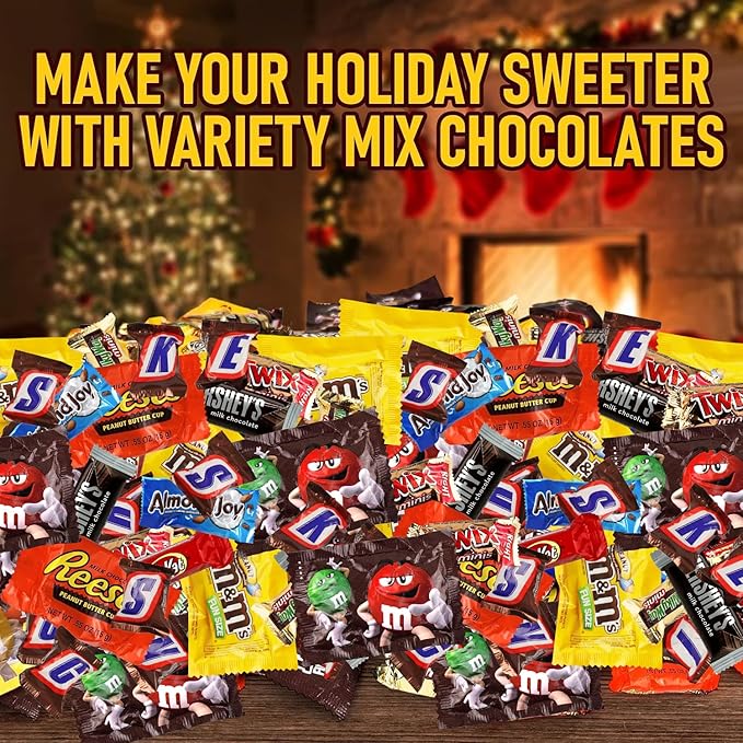 Assorted Chocolate Candy Mix - Individually Wrapped Milk, Dark, and White Chocolates - 5lb Bulk Variety Pack for Snacking, Sharing, and Gifting - Ideal for Home, Office, and Events