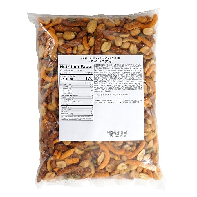 Fiesta Sunshine Snack Mix, 1 Pound Bulk Bag, Spicy Snacks, Hampton Distribution