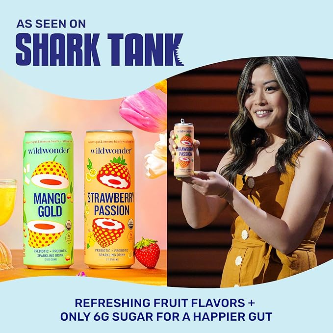 Wildwonder Sparkling Probiotic Drink, Pink Pomelo Limeade, Gluten Free, Vegan, Canned Soda with 5g of Prebiotic Fiber for Digestive & Immune Support, Low Sugar, Caffeine Free, 12 FL OZ Cans, 12 Pack