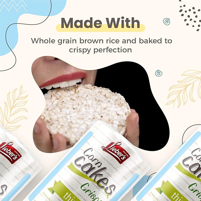 LIEBERS Rice Cakes, Kosher Certified Snack, Dairy Free, Wheat Free, Gluten Free, And Vegan options (Pack of 3)