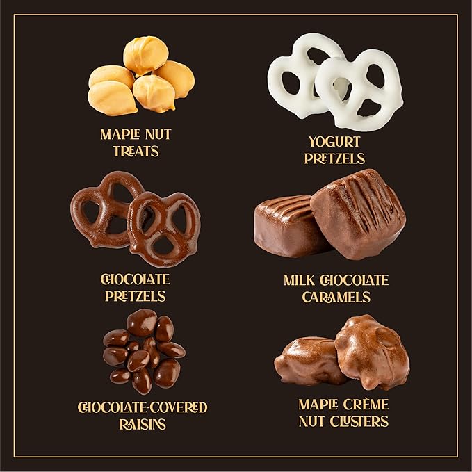 Snackberry Premium Chocolate Gift Box - Gourmet Assortment with Chocolate Pretzels, Maple Nuts, Yogurt Pretzels & Milk Chocolate Caramels – Perfect for Holidays, Birthdays & Corporate Gifts
