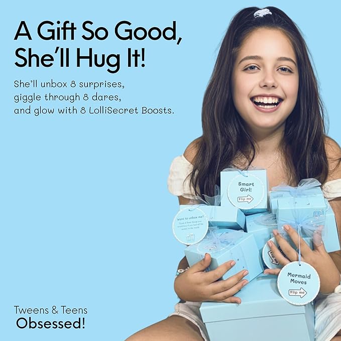 HAPPY LOLLI LolliBox Birthday Gift for Tween & Teen Girls Ages 8–15, Ready to Gift Surprise Box with Empowering Challenges