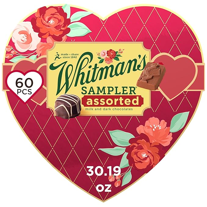 WHITMAN'S Valentine's Day WOW! Assorted Milk & Dark Chocolate Gift Box, 20 oz. (33 pieces)