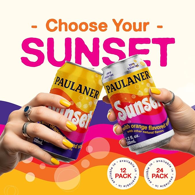 Paulaner Sunset Classic Orange Cola Soda Soft Drink | Fruity European Natural Sugar Spezi Soda Made in Germany | Vegan and Gluten-Free | 11.2 fl oz (330mL) Cans | 24-Pack Case of Soda