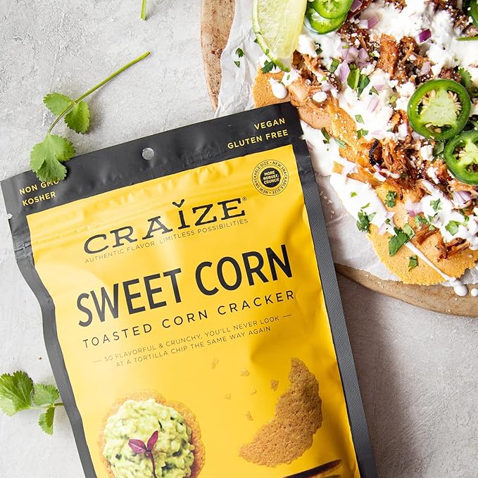 Craize Sweet Flavor Variety Pack | Sweet Corn, Coconut, Guava Crisps | Gluten Free, Vegan, Kosher, Toasted Corn Crackers | 3 pack, 4 oz each