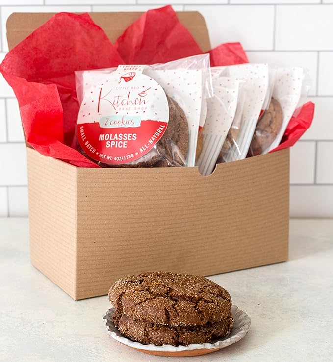 Fresh Baked Molasses Spice Cookies - 1 Dozen - Gourmet Gift Box – Gifts For Men & Women – Soft Cookies - Little Red Kitchen Bake Shop