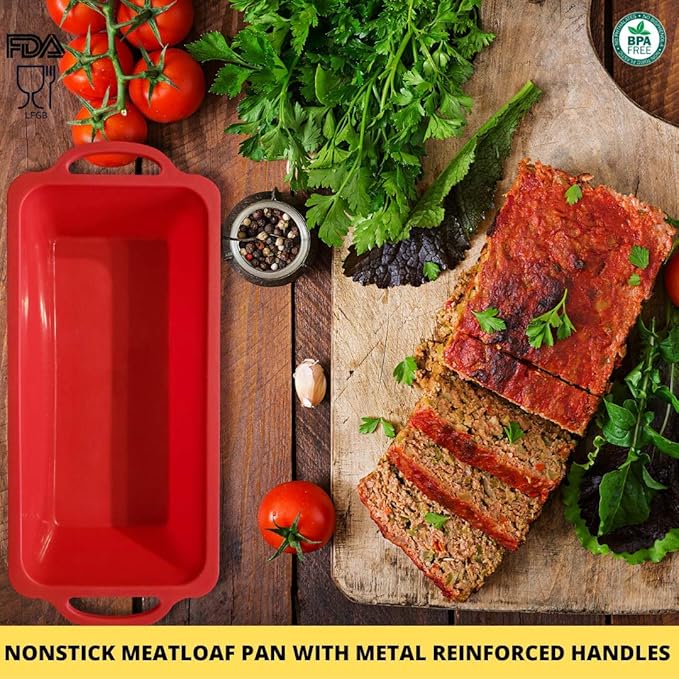 BAKE BOSS Silicone Bread Loaf Pan - Non Stick Silicone Loaf Pans for Baking - Meatloaf Bread Pans - BPA free Perfect for Oven & Dishwasher safe
