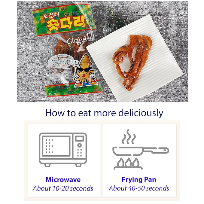 Sookwang K-Food Dried Squid Legs Only Legs Hot Flavor Snack Sweet and Savory Seasoned (0.7oz X 10 Packs) Chewy Calamari Korean Snack