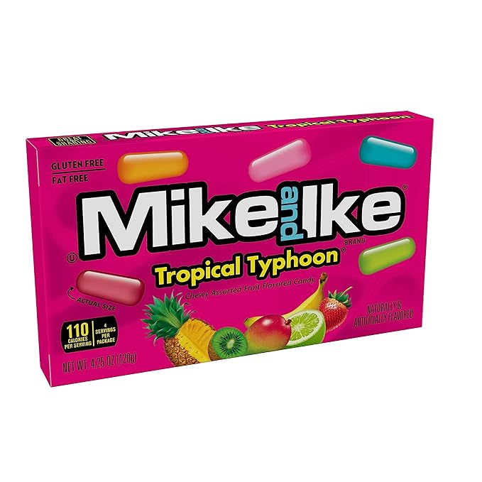 Mike and Ike Candy, Tropical Typhoon, 4.25oz Theater Box, Pack of 12