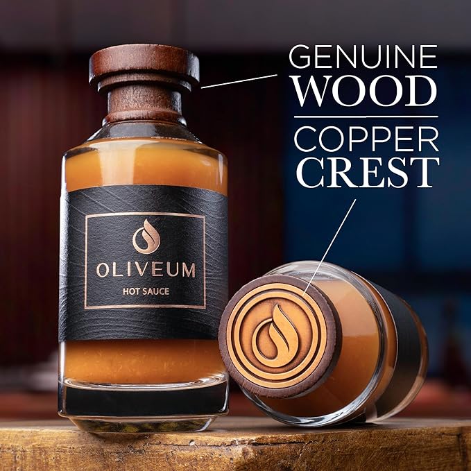 Oliveum Hot Sauce - Gourmet Medium Spice Organic Habanero Peppers. Unique Spicy Salsa Flavor For BBQ, Mexican, Asian, Steak, Chili, Tacos, Buffalo, Wings, Pizza. Experience Fancy Luxury Craft Hand Made Small Batch Best and Hottest Gift Idea For Men in ...