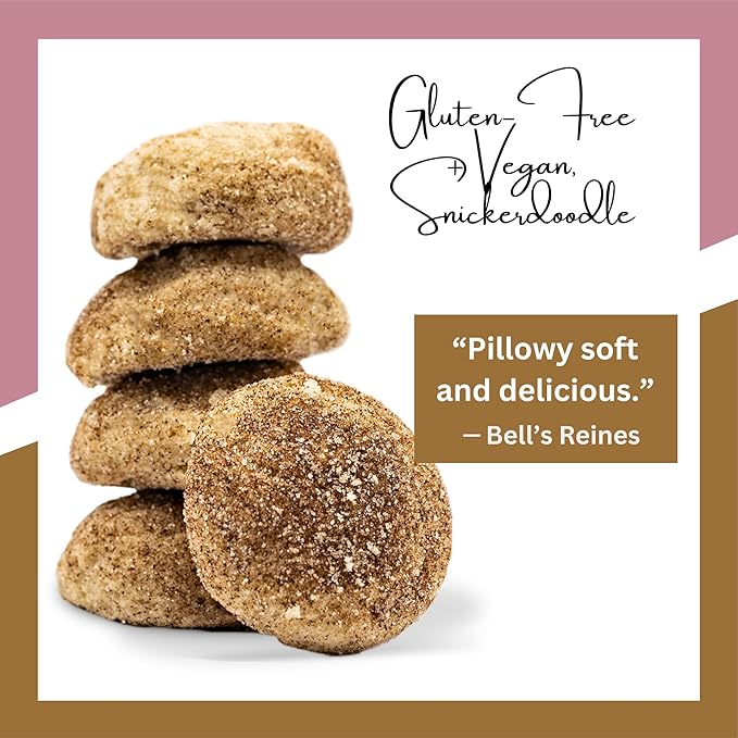 Bell's Reines Gluten Free, Vegan Snickerdoodle Cookies, Soft Gourmet Small Batch, Healthy Snacks, Bakery Fresh 4 Cookie Snack Packs, 3-Pack