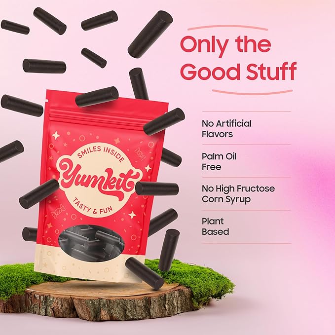 Black Licorice Candy 2 lbs | Soft & Chewy Black Candy Bulk | Big Bag of Australian Licorice | Non-GMO, No Palm Oil, Plant Based | Sweet Treats, Goodie Bags & Party Favors | YumKit